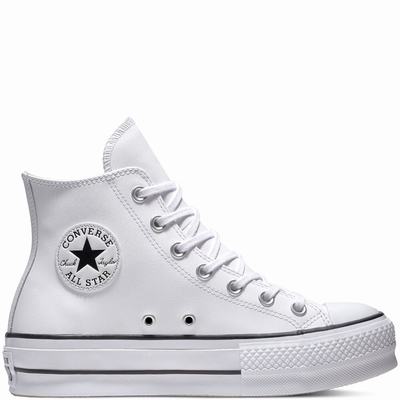 Női Converse Chuck Taylor All Star Platform Leather High-Top Magasszárú Cipő CO3285671 Fehér/Fekete